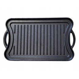 Stačiakampė, dvipusė ketaus kepsninė su grotelėmis, 42 x 26 cm