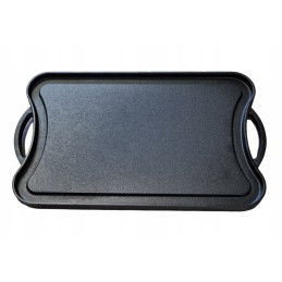 Stačiakampė, dvipusė ketaus kepsninė su grotelėmis, 42 x 26 cm