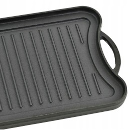 Stačiakampė, dvipusė ketaus kepsninė su grotelėmis, 42 x 26 cm