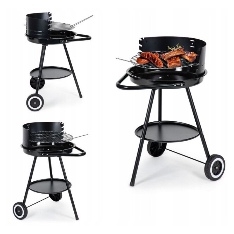 Aiasöegrill reguleeritava resti käepidemega, 42 cm, ümmargune, tahke