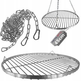 ⭐️Apvalios nerūdijančio plieno židinio grotelės 45cm su pakabinama grandine⭐️