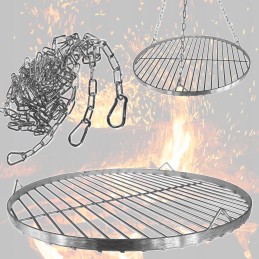 ⭐️Apvalios nerūdijančio plieno židinio grotelės 45cm su pakabinama grandine⭐️