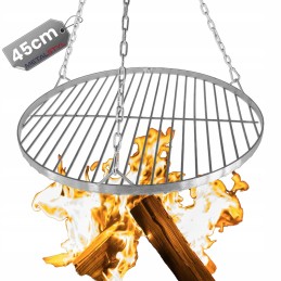 ⭐️Apvalios nerūdijančio plieno židinio grotelės 45cm su pakabinama grandine⭐️