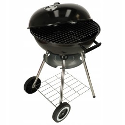 Garden charcoal grill for briquettes, closed, with cover, ventilation and shelf