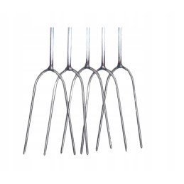 Nerūdijančio plieno kepsninės laužo lazdos 140cm 5 vnt šakutės + kabykla