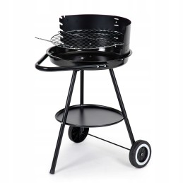 Round garden grill with adjustable grate height