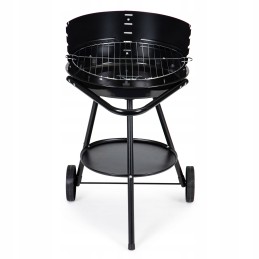 Round garden grill with adjustable grate height