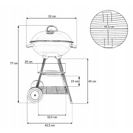 Anglies grilis ant ratų, uždaras, polka bbq 1014
