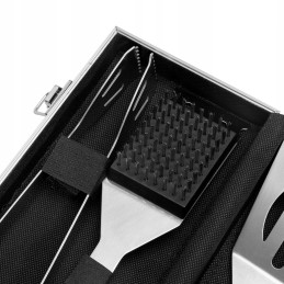 Grilio reikmenų rinkinys, plieniniai kepsninės stalo įrankiai 6in1, gafal lagaminas