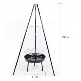 2 viename sodo trijų kojų židinio grilis, didelis, pakabinamas
