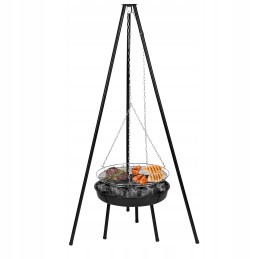 2 viename sodo trijų kojų židinio grilis, didelis, pakabinamas