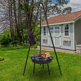 2 viename sodo trijų kojų židinio grilis, didelis, pakabinamas