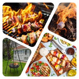 2 viename sodo trijų kojų židinio grilis, didelis, pakabinamas