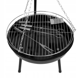 2 viename sodo trijų kojų židinio grilis, didelis, pakabinamas