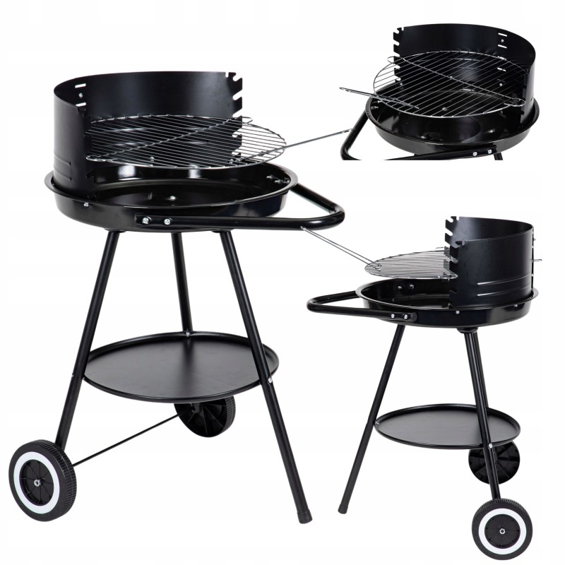 Didelės apvalios sodo kepsninės su anglimis, nešiojamos, reguliuojamos kepsninės grotelės