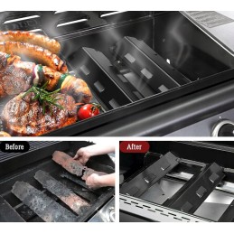 Universalus degiklių konteineris, 37 x 11 x 3,6 cm, 4 vnt., liepsnos padėklas, porcelianas, plienas, daugumos dujinių grilių ats