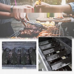 Universalus degiklių konteineris, 37 x 11 x 3,6 cm, 4 vnt., liepsnos padėklas, porcelianas, plienas, daugumos dujinių grilių ats