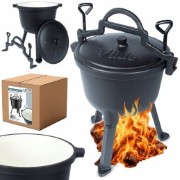 Ketaus katilas, emaliuotas medžioklinis puodas kepsniams, židinys, 4 litrai