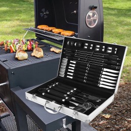 XXL kepsninės komplektas lagamine, priedai, kepsninės reikmenys 33in1