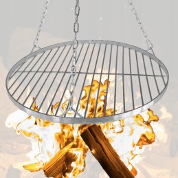 ⭐️Apvalios nerūdijančio plieno židinio grotelės 45cm su pakabinama grandine, grotelių valymo šepečiu⭐️