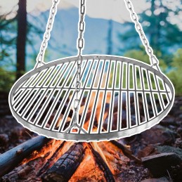 ⭐️Apvalios nerūdijančio plieno židinio grotelės 45cm su pakabinama grandine, grotelių valymo šepečiu⭐️