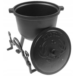 Ketaus katilas 5 litrų, medžioklės puodas, laužo kepsnys, ypač kokybiška