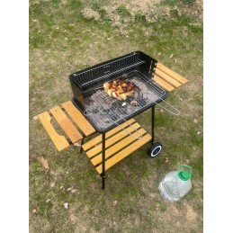 Sodo kepsninė su anglimis su reguliuojamomis lentynomis, 2 grotelėmis, nešiojamasis grilis