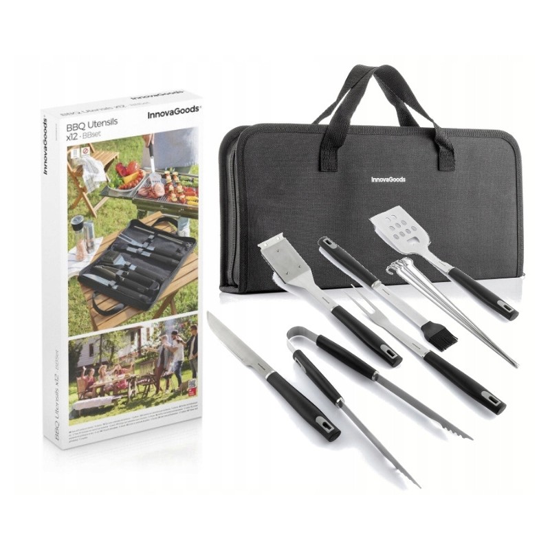 BBq grilio įrankių rinkinys dėkle, 12 vnt