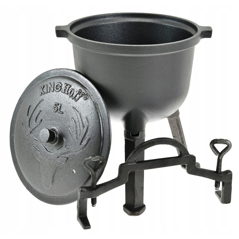 Ketaus katilas 5 l, vengriškas medžioklės puodas kepsniams, židinys, grilis