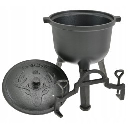 Ketaus katilas 5 l, vengriškas medžioklės puodas kepsniams, židinys, grilis