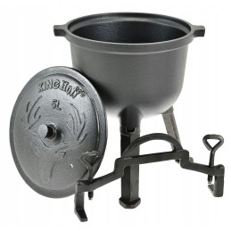 Ketaus katilas 5 l, vengriškas medžioklės puodas kepsniams, židinys, grilis