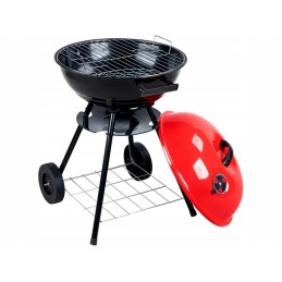 Sodo briketinė anglis grilis su ratukais, dangtelis, apvalus, rakinamas, nešiojamas