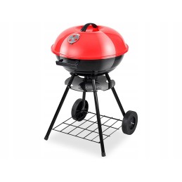 Sodo briketinė anglis grilis su ratukais, dangtelis, apvalus, rakinamas, nešiojamas