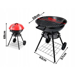 Sodo briketinė anglis grilis su ratukais, dangtelis, apvalus, rakinamas, nešiojamas