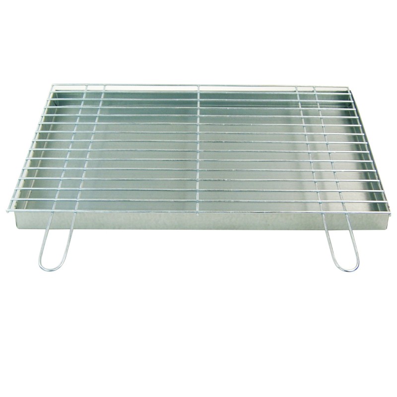 Grotelės griliui statyti 60x40 - skersmuo 4mm - chromuotos su pakura / pelenų keptuvė