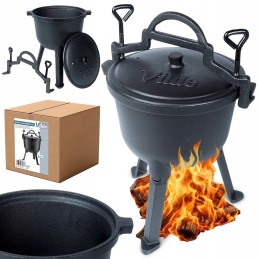 Atsparus ketaus katilas su dangčiu ir 4 litrų rankena, skirtas stovėti ir kabinti