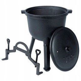 Atsparus ketaus katilas su dangčiu ir 4 litrų rankena, skirtas stovėti ir kabinti