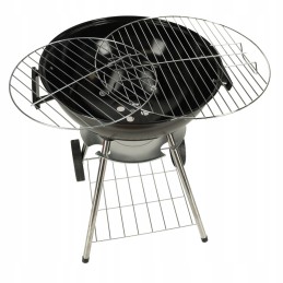 Garden charcoal grill for briquettes, closed, with cover, ventilation, shelf
