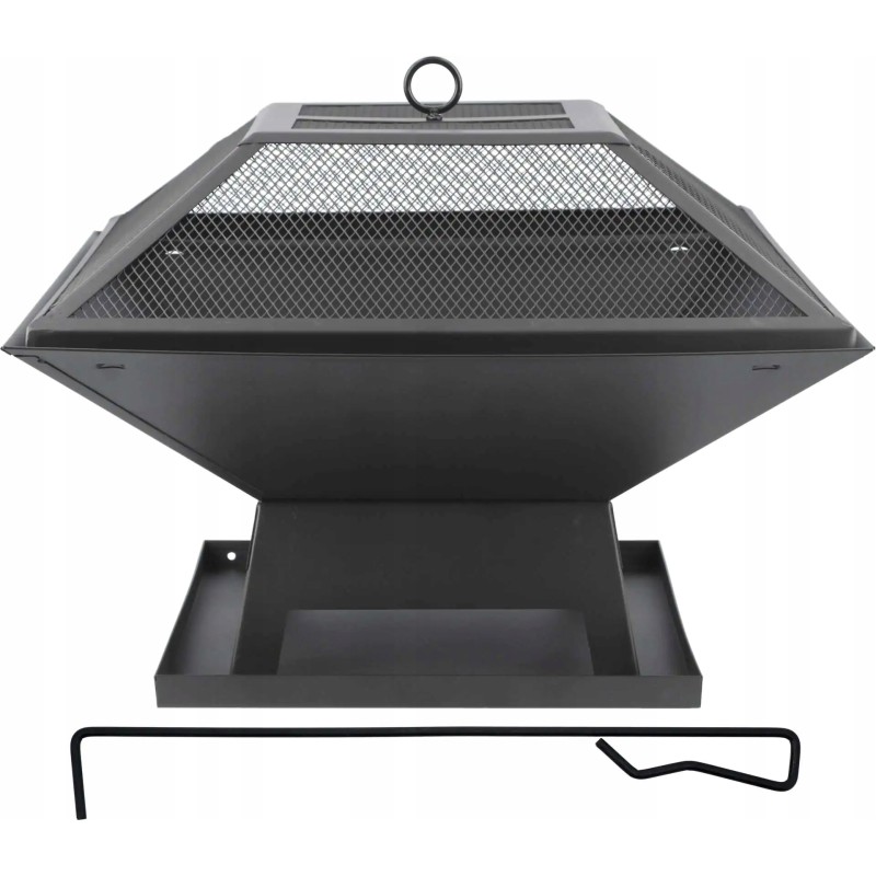 Plieninis židinys su dangteliu 45x45cm