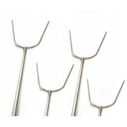 Nerūdijančio plieno kepimo šakės 120 cm, rinkinyje 5 vnt. + atramos + kabykla