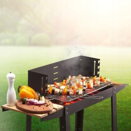 Didelė sodo anglių kepsninė ant ratų, grotelės, 2 lentynos, bbq briketų grilis