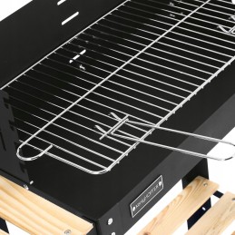 Didelė sodo anglių kepsninė ant ratų, grotelės, 2 lentynos, bbq briketų grilis