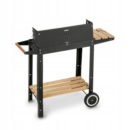 Didelė sodo anglių kepsninė ant ratų, grotelės, 2 lentynos, bbq briketų grilis