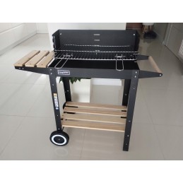 Didelė sodo anglių kepsninė ant ratų, grotelės, 2 lentynos, bbq briketų grilis