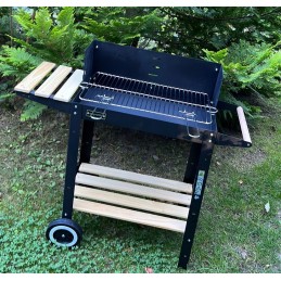 Didelė sodo anglių kepsninė ant ratų, grotelės, 2 lentynos, bbq briketų grilis