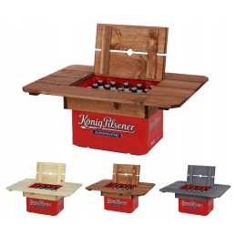 Medinis stendas dėžėms - su gėrimais, daržovėms.