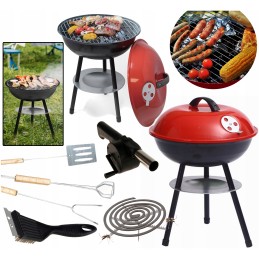 Grilis su anglimis, sodo trikojis, mega grilio rinkinys su dangteliu