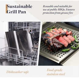 Gourmeo grilio grotelės su rankenomis 40 x 30 cm