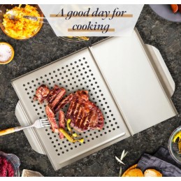 Gourmeo grilio grotelės su rankenomis 40 x 30 cm