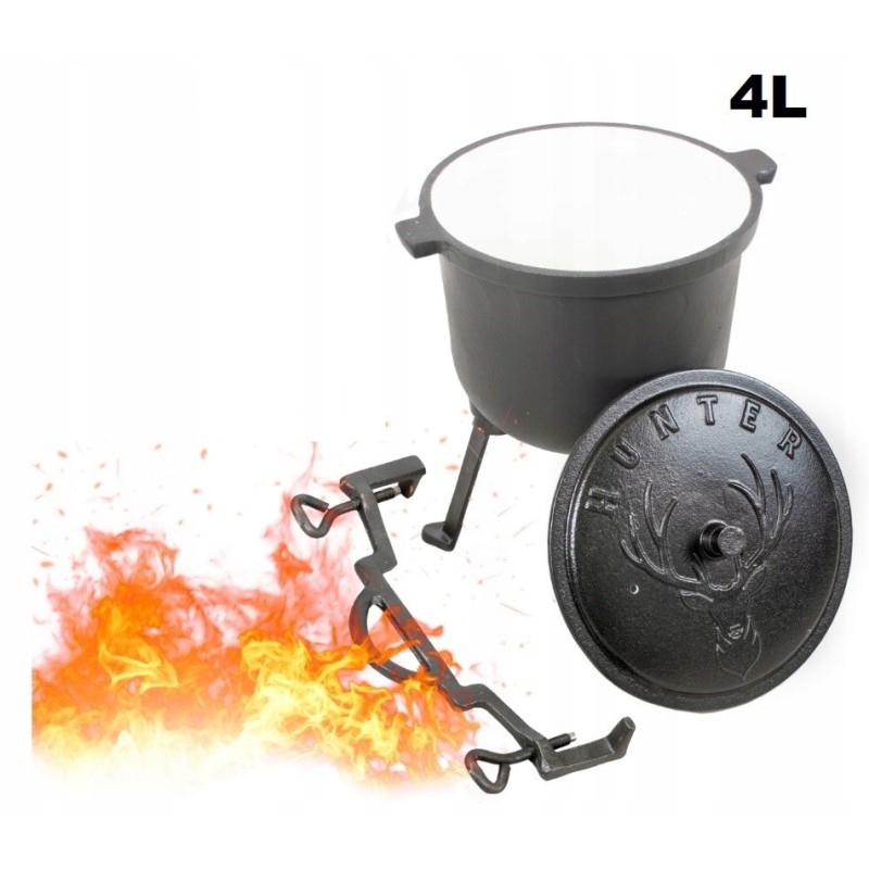 Katilas keptų jūros dumblių, medžioklės puodas laužui, 4 litrai